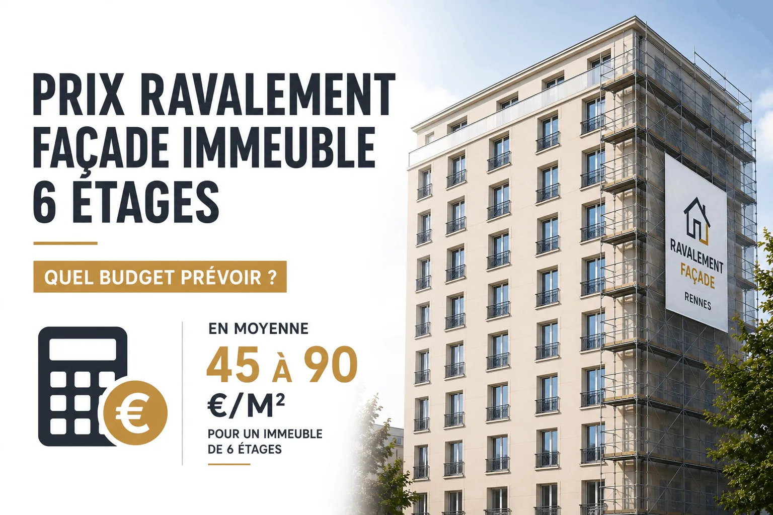 Prix d'un ravalement de façade pour un immeuble de 6 étages à Rennes